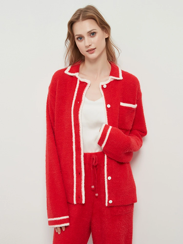 Éadaí lounge cardigan collar leath-veilbhit na mban Éadaí lounge cardigan collar leath-veilbhit na mban