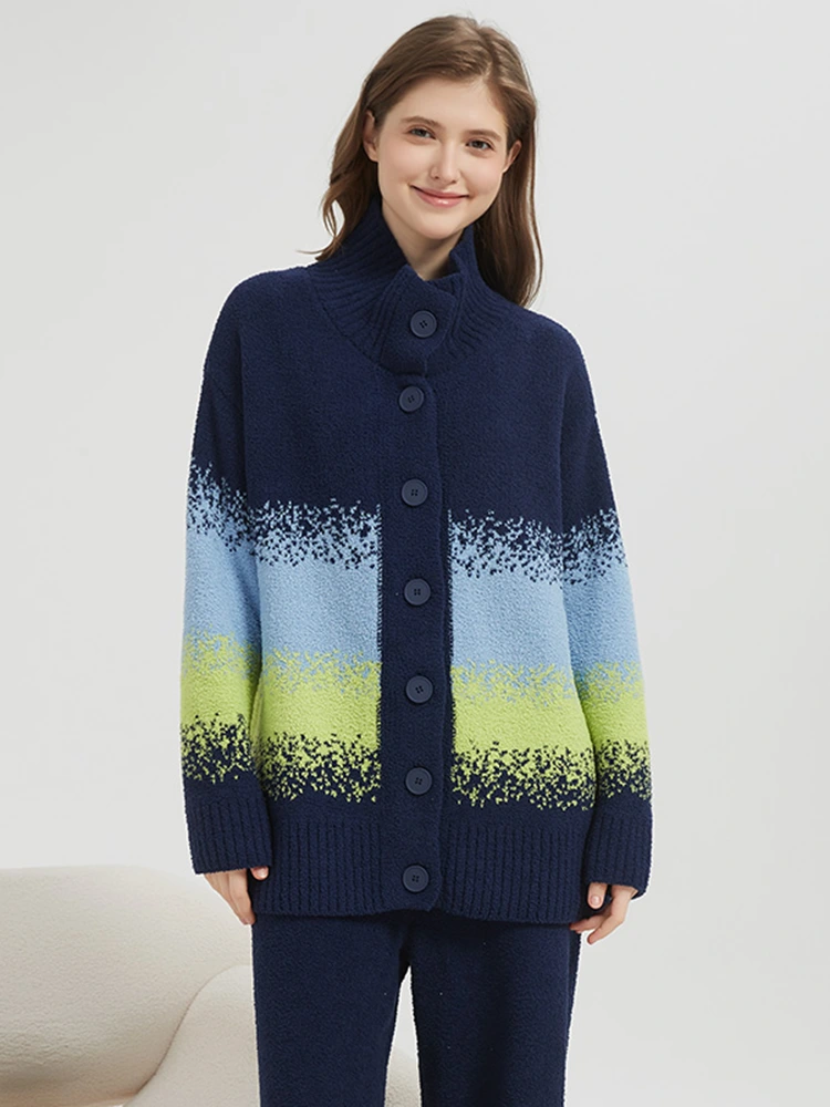 Éadaí lounge cardigan collar leath-veilbhit na mban