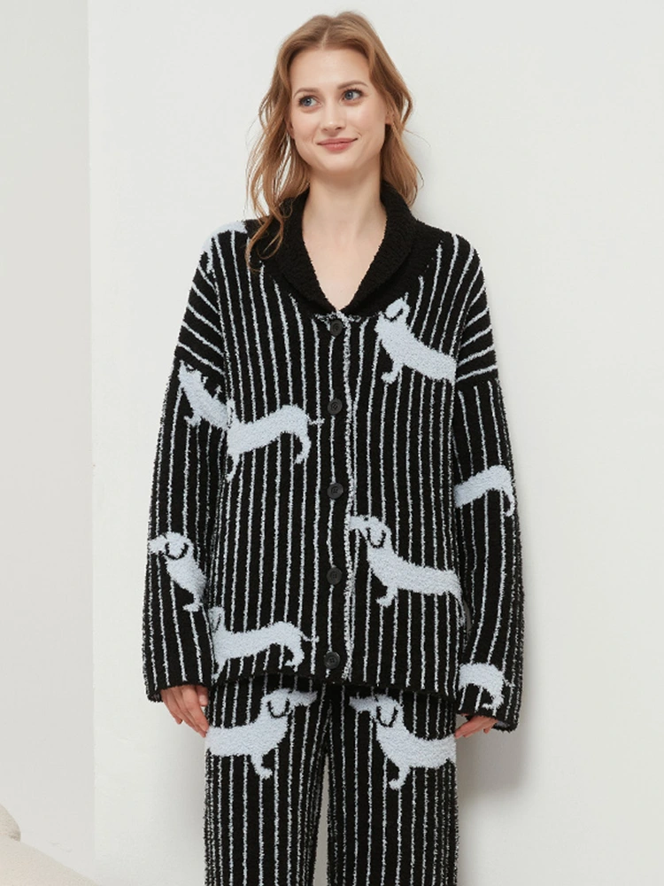 Éadaí lounge cardigan collar leath-veilbhit na mban