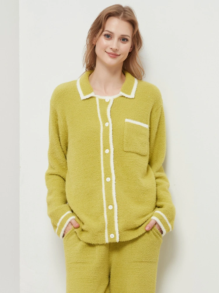 Éadaí lounge cardigan collar leath-veilbhit na mban