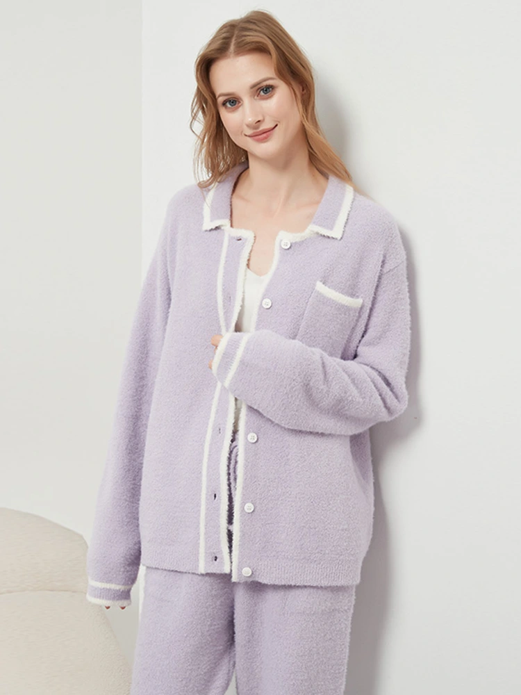 Éadaí lounge cardigan collar leath-veilbhit na mban