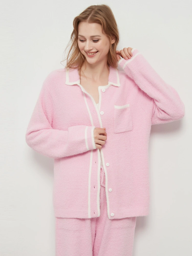 Éadaí lounge cardigan collar leath-veilbhit na mban